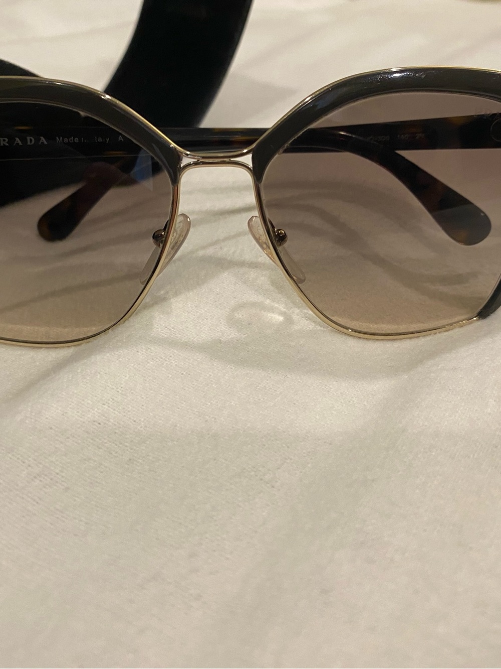 Prada Women’s Brown / Gold Frame Sunglasses - Black Lenses - Picture 4 of 5